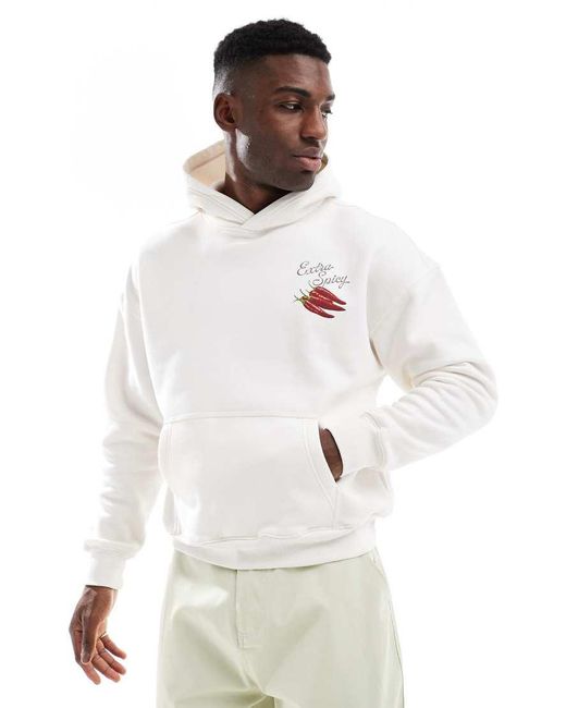 Sudadera Con Capucha Y Detalle De Estampado De Frutas En La Espalda De -Neutro Hollister de hombre de color White