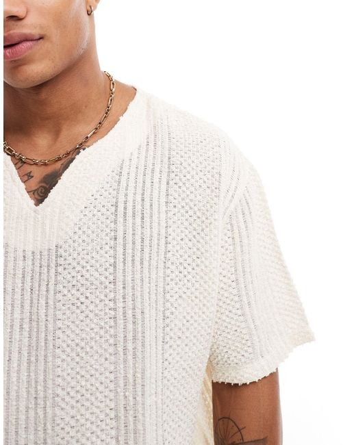 ASOS White Oversized T-shirt With Notch Neck for men