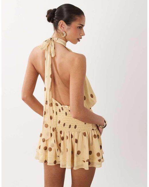 Gina Tricot Natural Halterneck Mini Dress