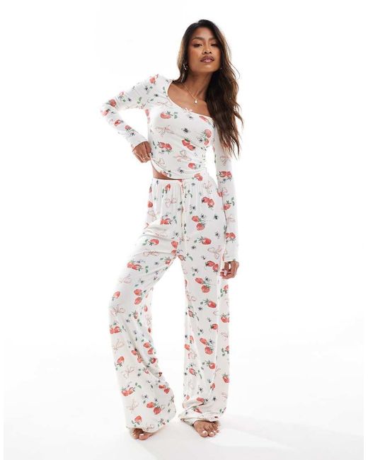 Kaiia White Mix And Match Wide Leg Pj Bottoms Co-ord