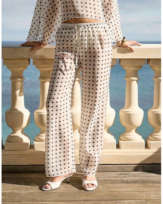 4th & Reckless Blue Sheer Mesh Elasticated Waist Wide Leg Beach Trousers Co-ord