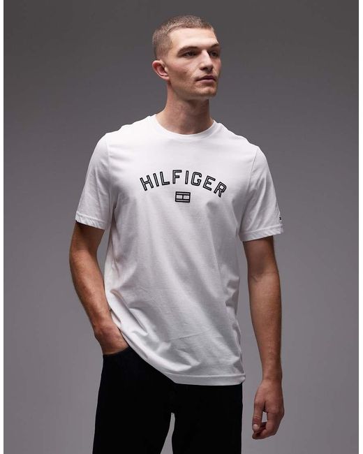 Tommy Hilfiger Gray Flock Logo T-shirt for men