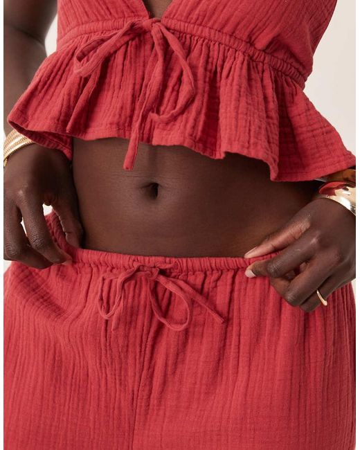 Iisla & Bird Pink Skinny Waist Band Beach Trouser Co-ord