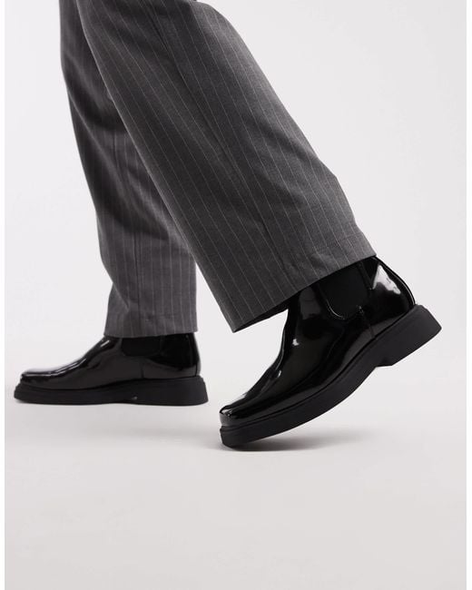 ASOS Black Chelsea Boot With Square Toe for men