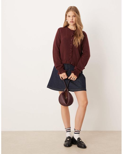 Jdy Purple Frill Details Knitted Cardigan