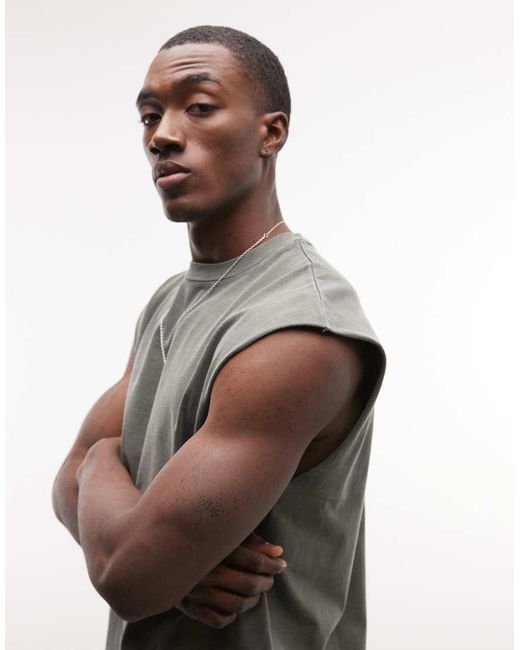 Weekday Gray Oversized Sleeveless T-shirt for men