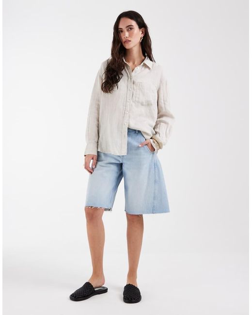 Gap White Relaxed Fit Linen Mix Shirt