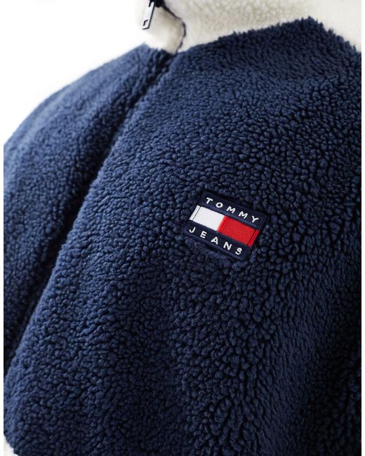 Tommy Hilfiger – big & tall – wendbare jacke aus sherpa-fleece in Blue für Herren