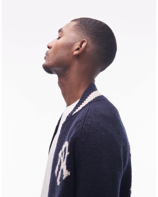 Pull zippé en laine mélangée avec bandes contrastantes No Problemo pour homme en coloris Blue