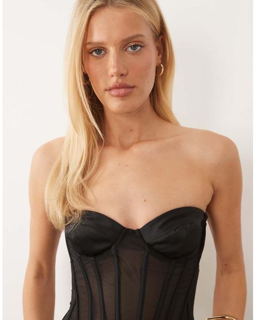 Oh Polly Black Mesh Strapless Corset