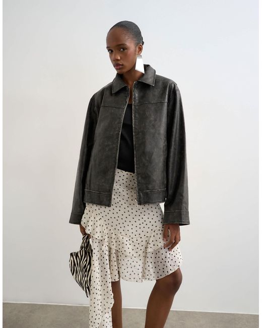 TOPSHOP Black Pu Zip Through Jacket