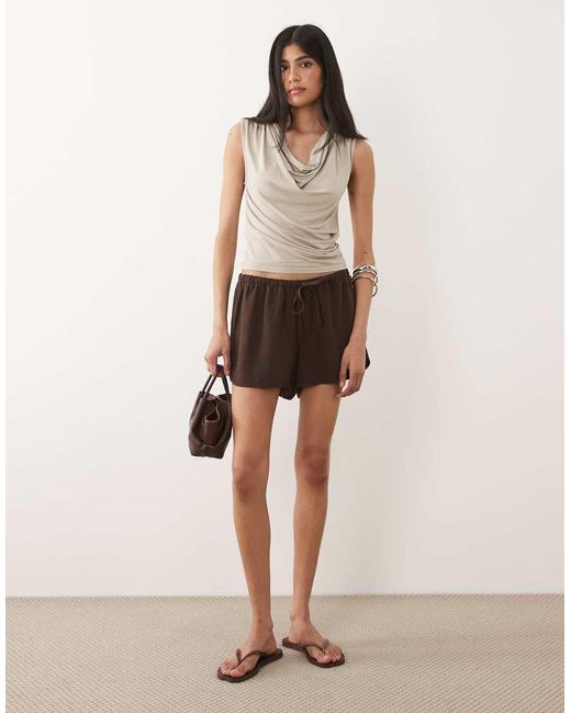 ASOS Brown Linen Blend Micro Runner Short