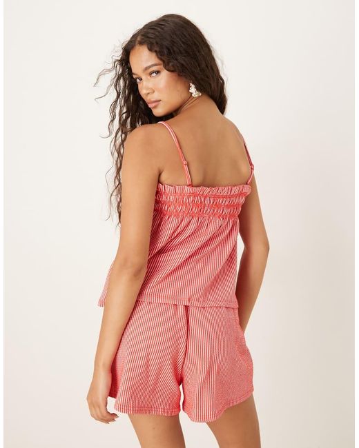 Gina Tricot Pink Co-ord Textu Smock Singlet Top