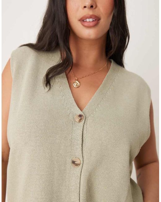 ASOS Green Asos Design Curve Clean Knitted Relaxed Fit Waistcoat