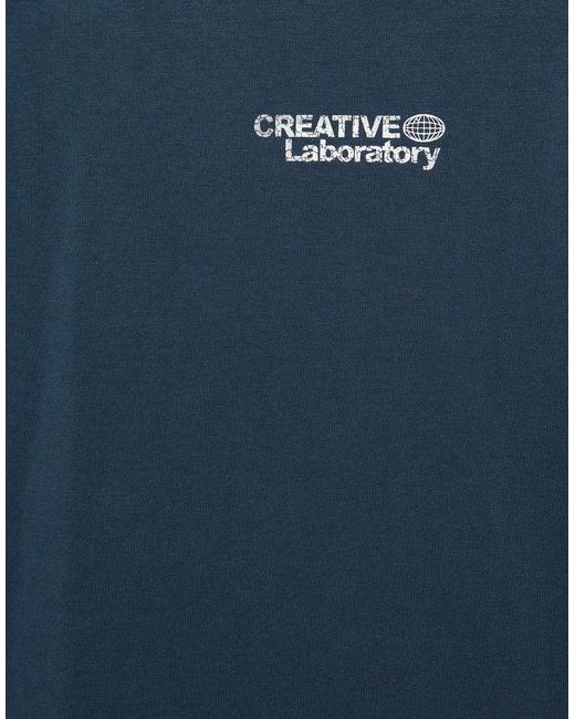 Pull&Bear Blue Creative Laboratory Graphic T-shirt for men