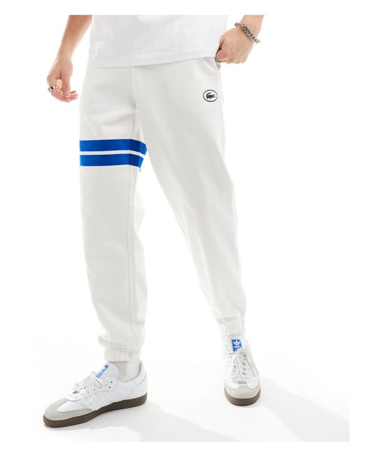 Joggers s con logo y rayas en contraste Lacoste de hombre de color White