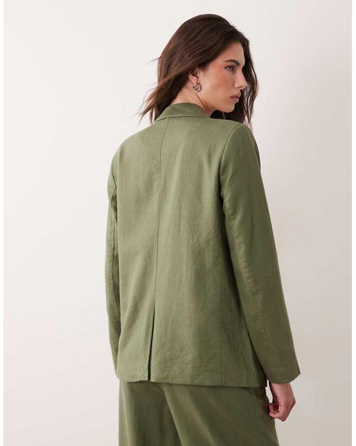 Vila Green Linen Blend Tailored Blazer Co-ord