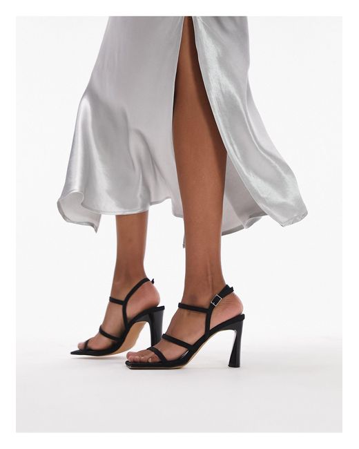 TOPSHOP Salone Two Park Block Heel Sandal in White | Lyst