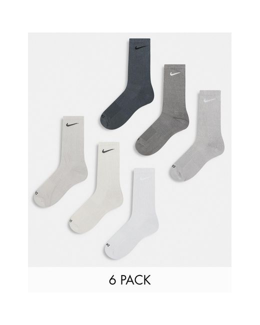 Nike White Everyday Cushioned Plus 6 Pack Trainer Socks for men
