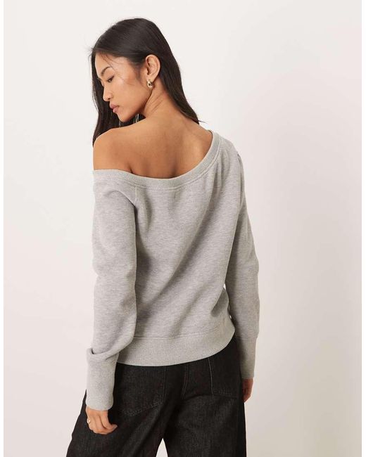 Motel Gray Toria Off Shoulder Sweatshirt