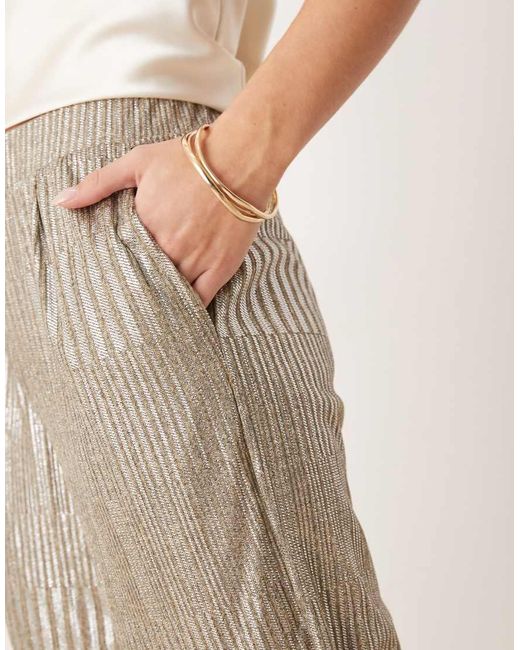 Pantaloni A Fondo Ampio A Coste di JDY Petite in Natural