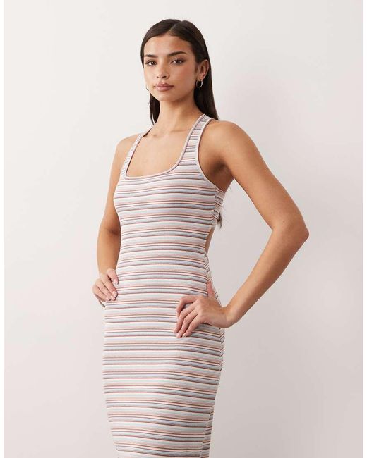 South Beach Natural Stripe Jersey Maxi Dress