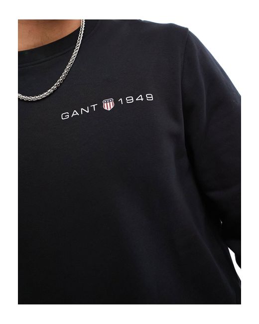 1949 - felpa nera con stampa del logo e stemma di Gant in Blue da Uomo