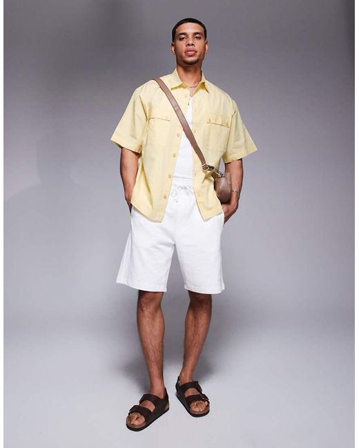 Camisa Amarilla Extragrande De Popelina De ASOS de hombre de color Yellow