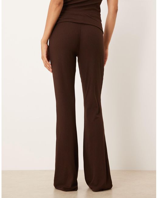 ASOS Brown Mix & Match Rib And Trim Fold Over Trouser