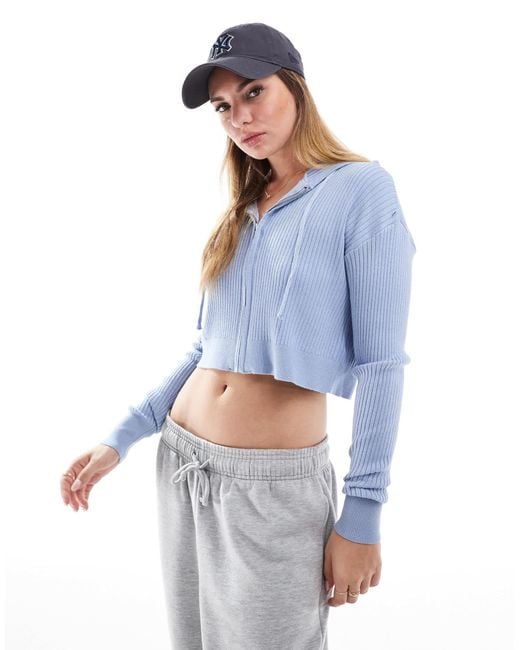 Cotton On Blue Cotton On Zip It Good Hood Knit Cardigan
