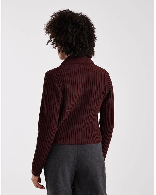 ONLY Purple Zip Through Knitted Polo