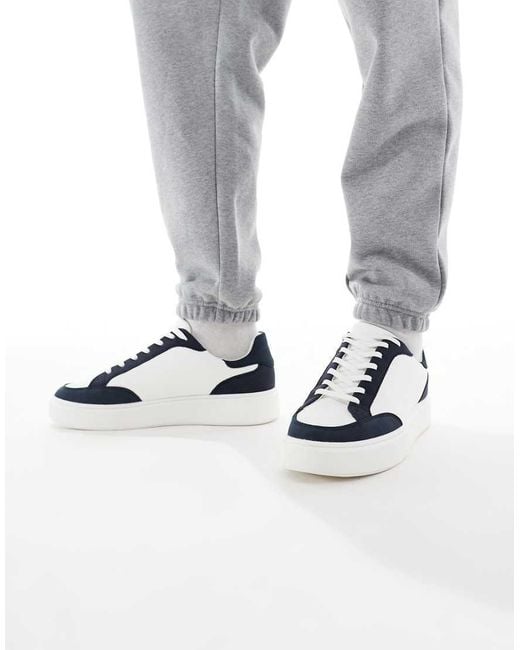 Sneakers Stringate Bianche Con Pannelli di ASOS in Metallic da Uomo