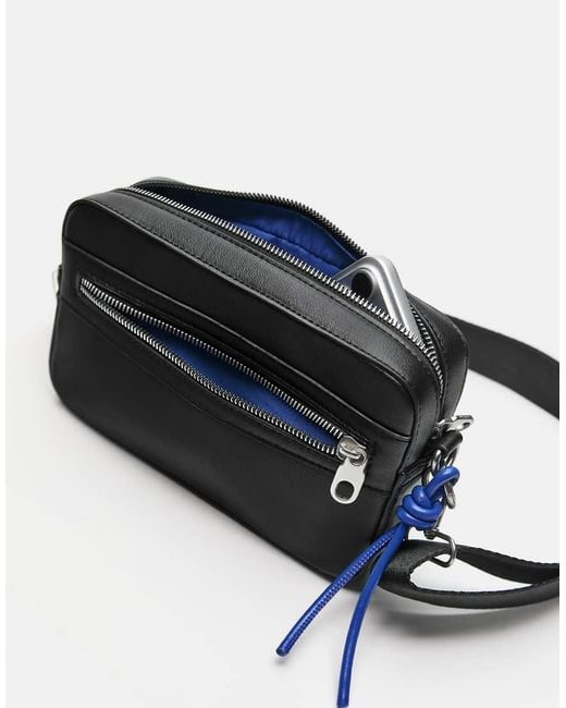 Pull&Bear Black Embellished Crossbody Bag for men