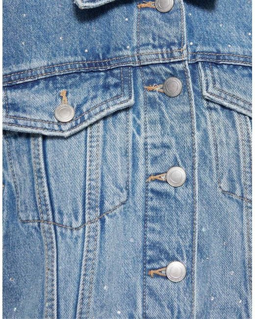 Pull&Bear Blue Shimmery Cropped Denim Jacket