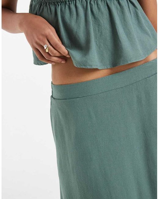 Vero Moda Green Linen Touch Midi Skirt Co-Ord