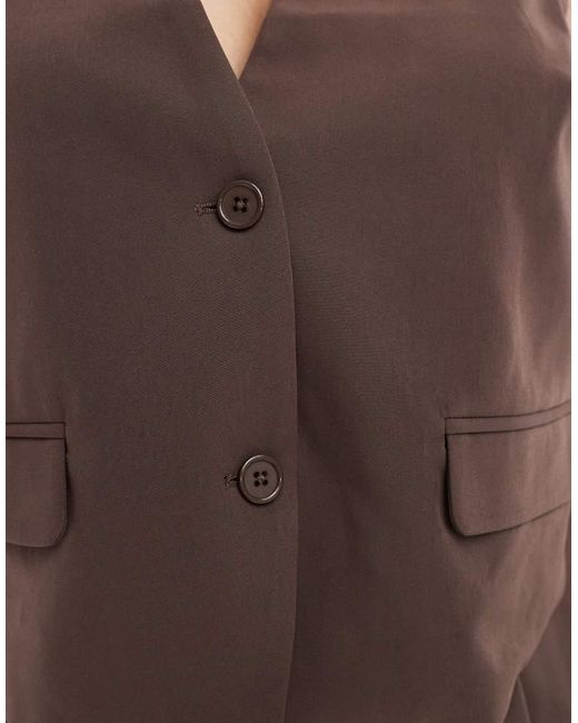 Pieces Plus Brown Pieces Curve Tailored Waistcoat Co-Ord