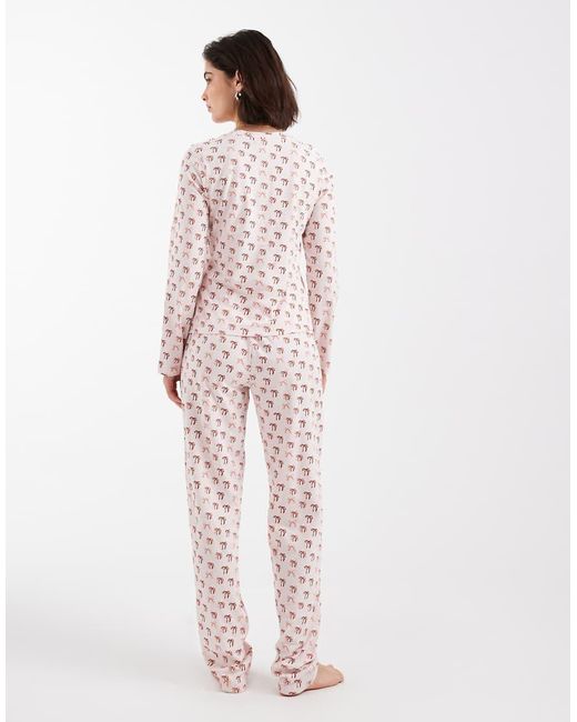 Pieces Pink Christmas Long Sleeve Pyjama Set