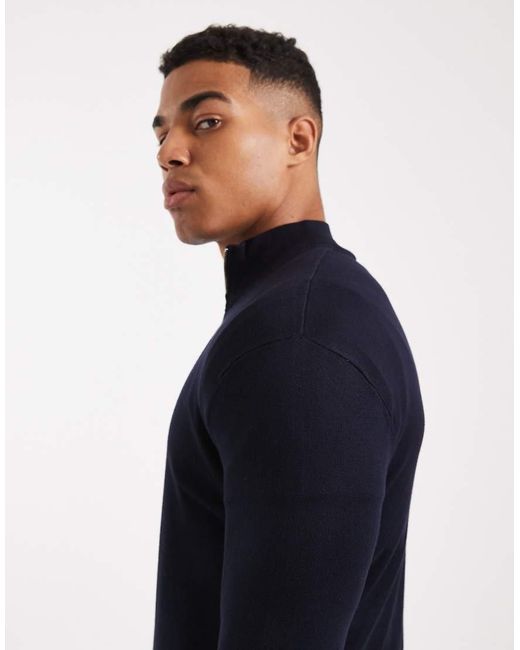 Only & Sons Black 1/4 Zip Jumper for men