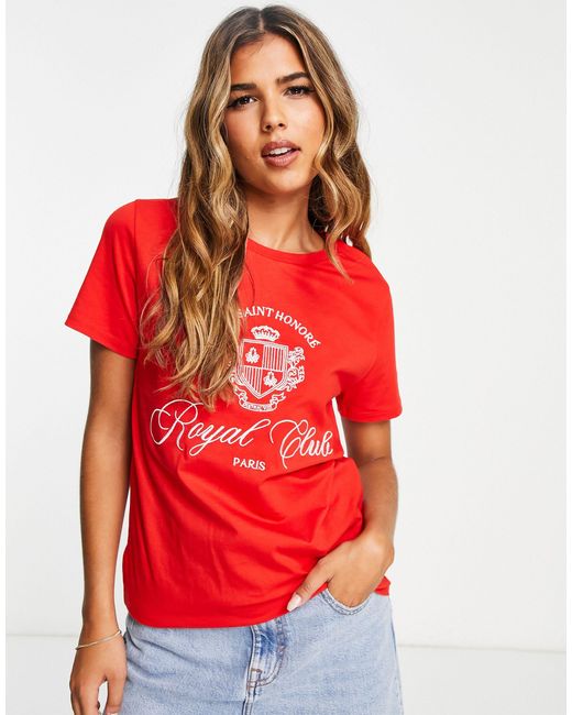 Stradivarius Oversized Embroide T-shirt in Red | Lyst