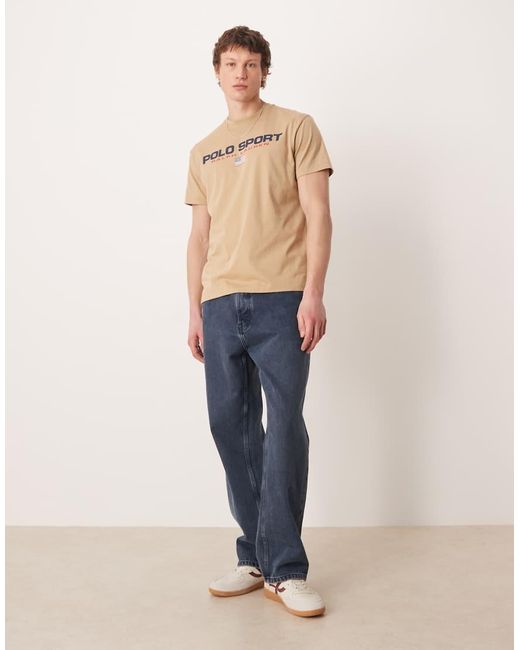 Polo Ralph Lauren Natural Sport Flag Logo Chest Print T-shirt Classic Fit for men