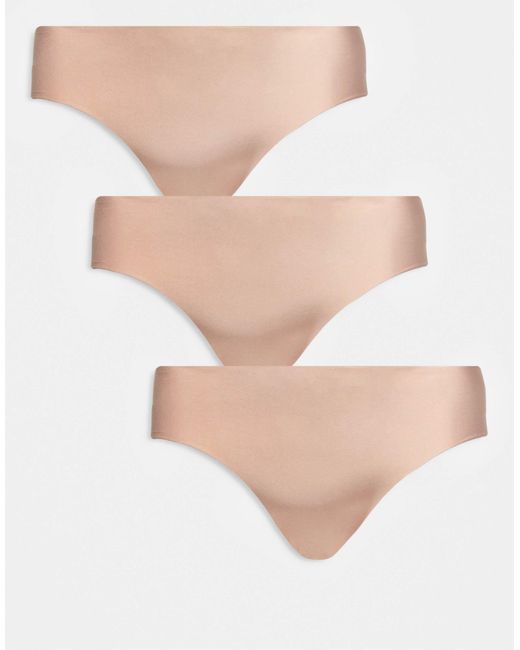 ASOS Natural Asos Design Curve 3 Pack No Vpl Brazilian Brief