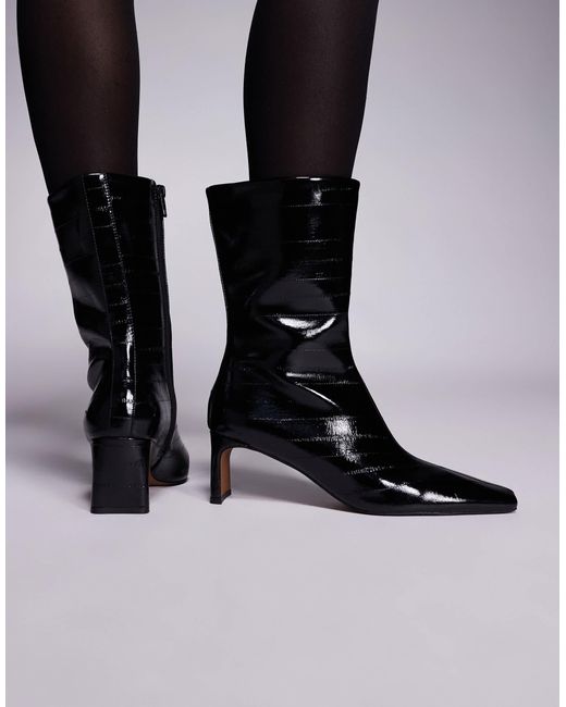 ASOS Black Eliza Set Back Heel Ankle Boots