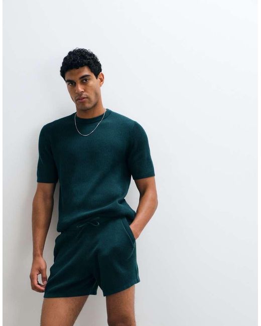 ASOS Blue Knitted Co-ord Shorts for men