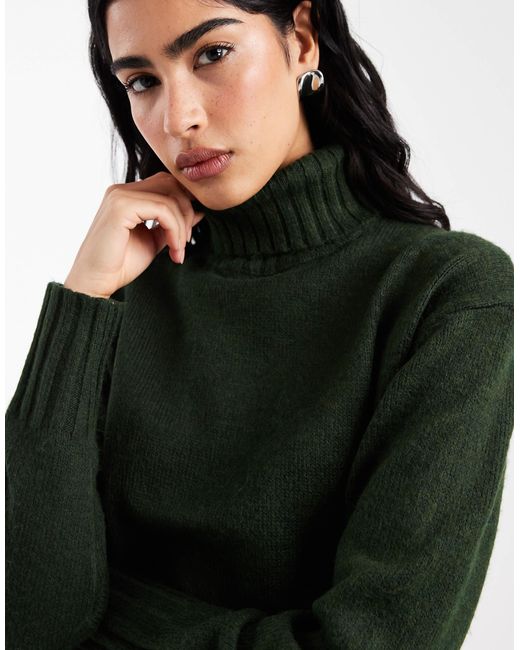 Threadbare Green – rollkragenpullover aus grobstrick
