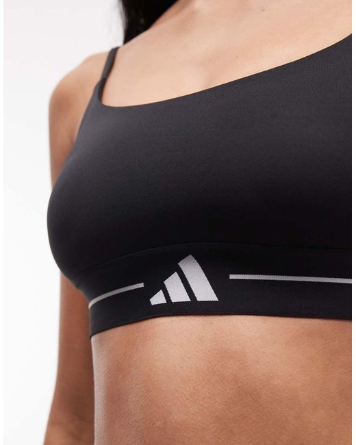 Adidas Originals Black Adidas Training Hyperglam Light Support Sports Bra