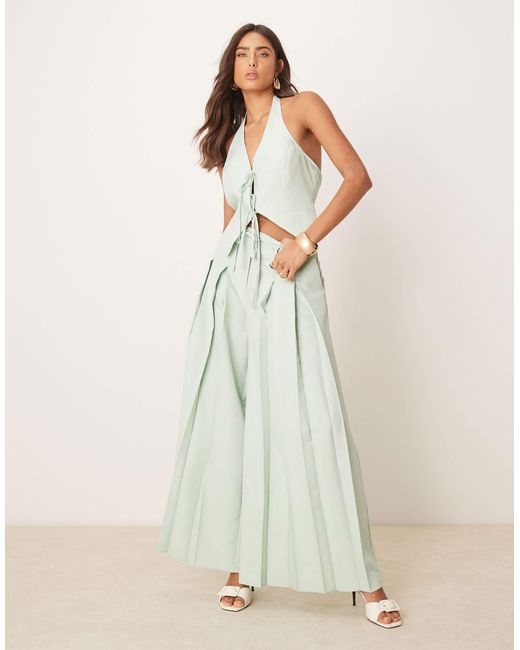 Pantalon d'ensemble à pinces coupe ultra ample ajustée - pistache ASOS en coloris Natural