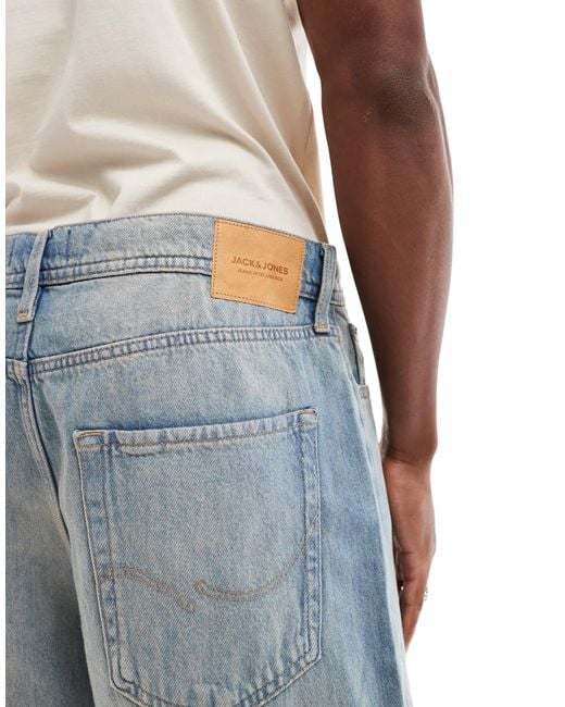 Jack & Jones Blue Ron Fit Skater Denim Shorts for men