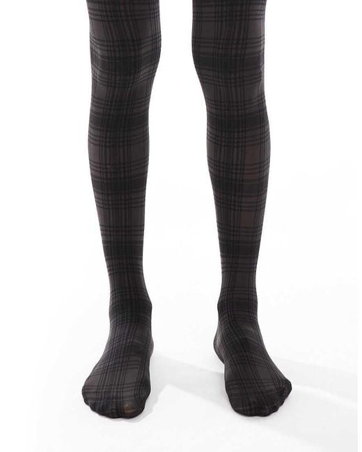 Pretty Polly Black Tartan Pattern Tights