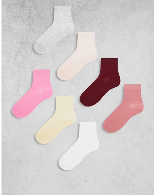 Lindex Multicolor 7 Pack Rib Ankle Socks