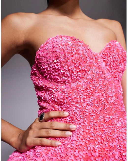 ASOS Pink Velvet Sequin Structured Mini Dress